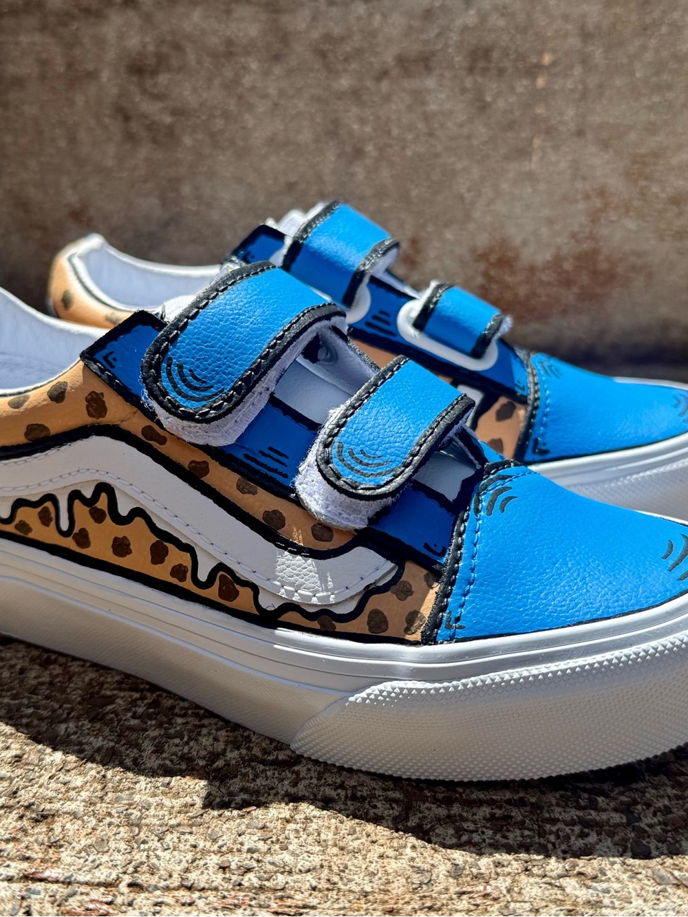 Kids Blue, chocolate chip Velcro Sneakers